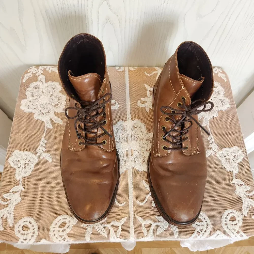 Cole Haan Men’s 9.5 Brown Leather Lace Up Heritage Dress Boots Preppy Academia